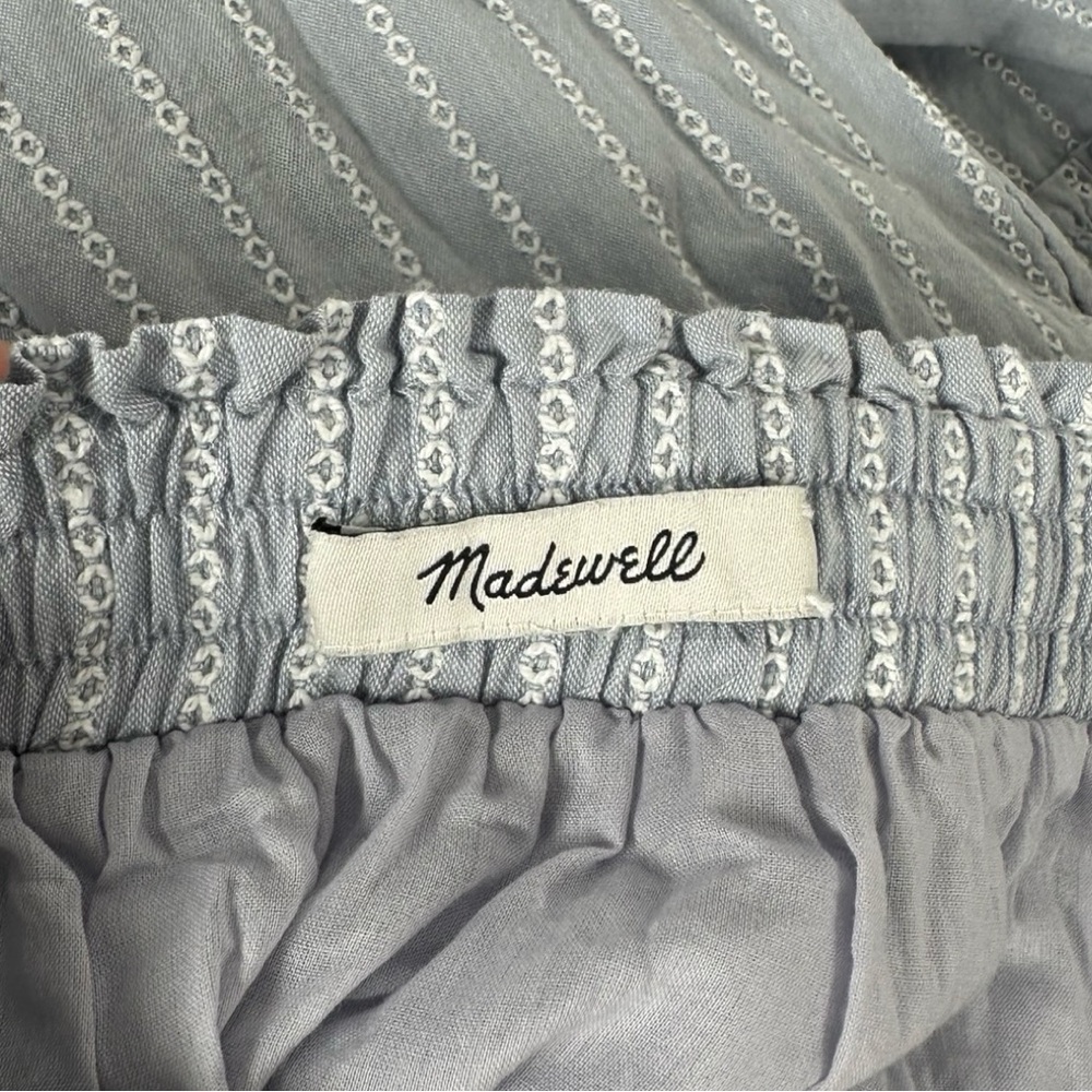 Madewell Blue Striped Pull-On Ruffle Tiered Cotton Maxi Skirt Women’s Size Small - Picture 4 of 8